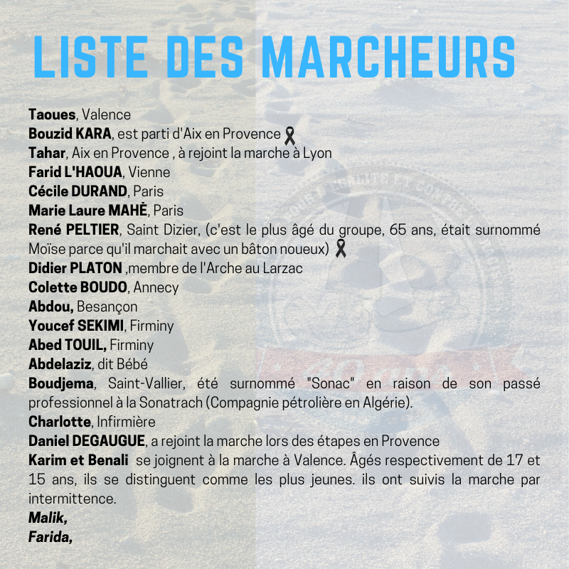 Liste des marcheurs